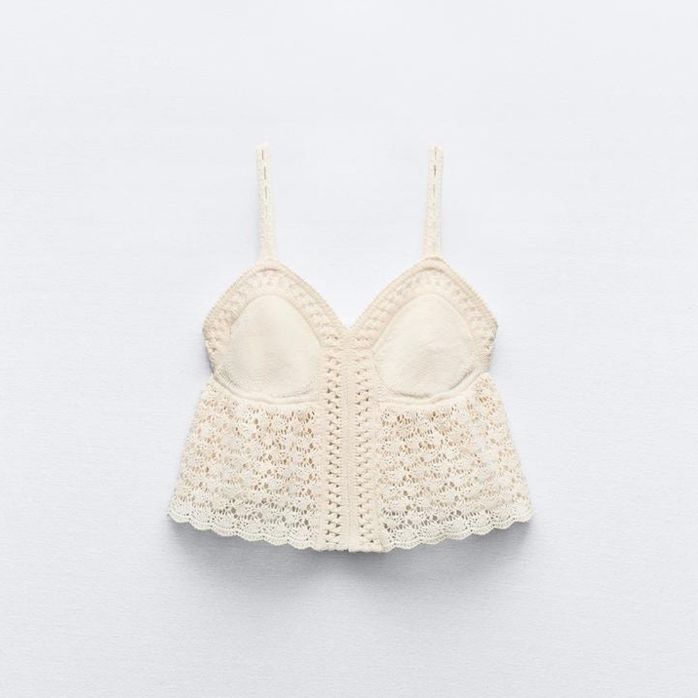 ZARA CROCHET POINTELLE TOP